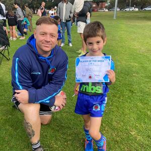 Under 6 Whites player of the match Benji. The Under 6 Whites are proudly supported by @mbsnsw