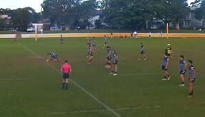 Dwayne Lyons off a shift goes the length of the field..